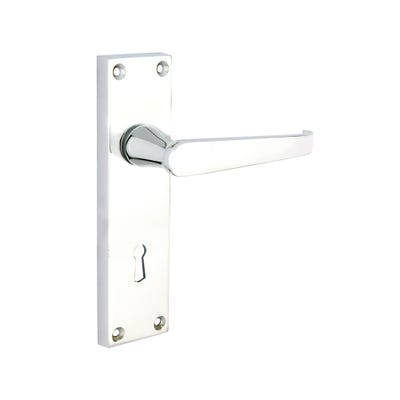 Contract Straight Lock Handle Polished Chrome Pair