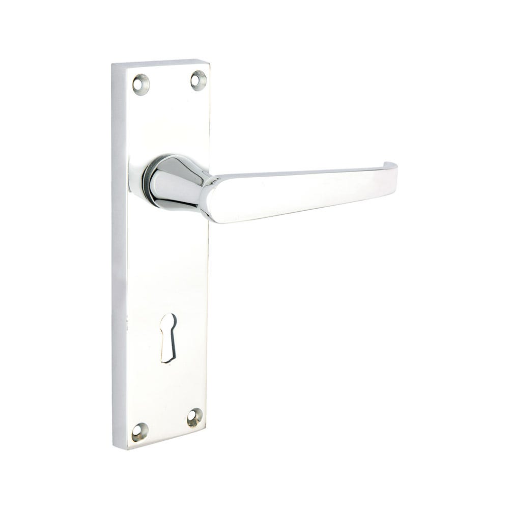 Contract Straight Lock Handle Satin Chrome Pair