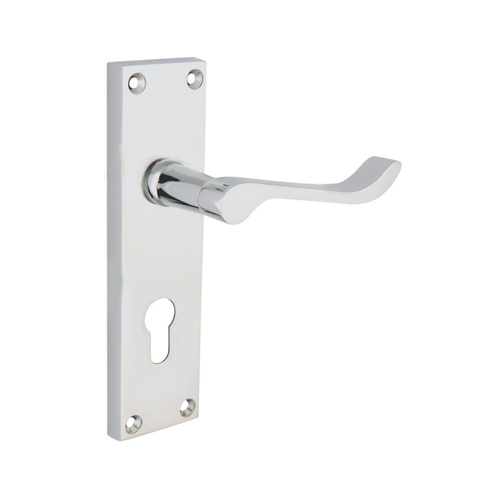 Contract Scroll Euro Handle Satin Chrome Pair