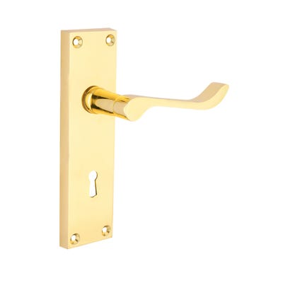 Contract Scroll Lock Handle Brass Pair