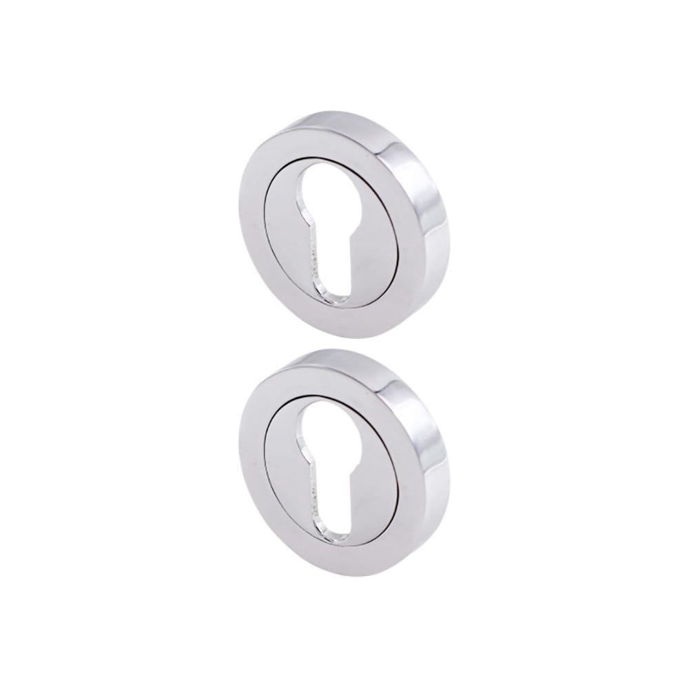 Euro Escutcheon 52mm Polished Chrome Pair