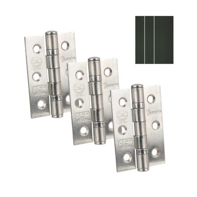 Ce7 Steel BB Hinges & Intu Pads 76 x 51mm Zinc Pack of 3
