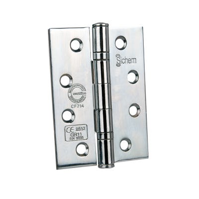 Ce11 Steel BB Hinges 100 x 76mm Polished Chrome Pair