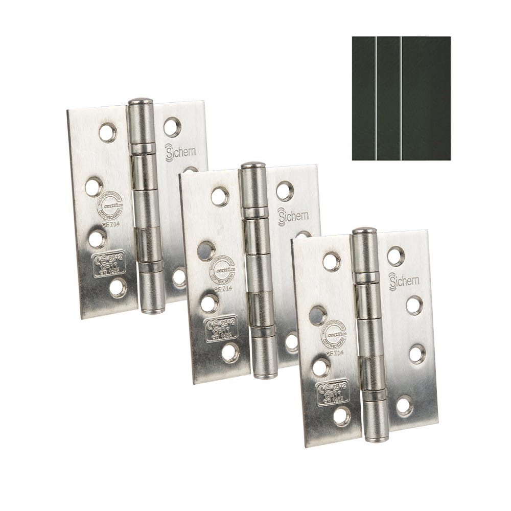 Ce11 Steel BB Hinges & Intu Pads 100 x 76mm Zinc Pack of 3