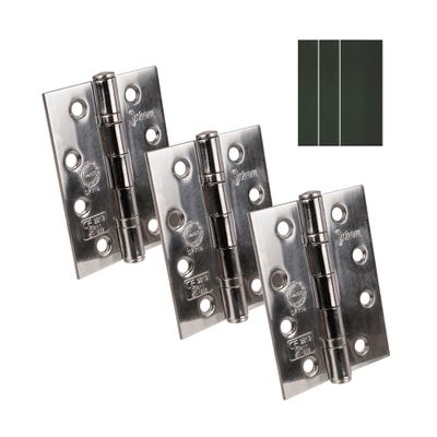 CE11 Steel BB Hinges & Intu Pads 100 x 76mm Pol Chrome Pack of 3