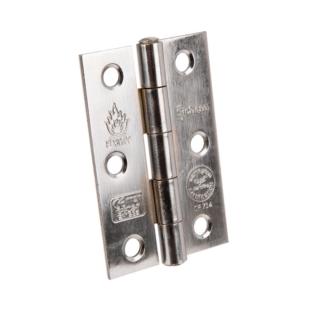 Ce7 Plain Butt Hinges 76mm Satin Chrome Pair