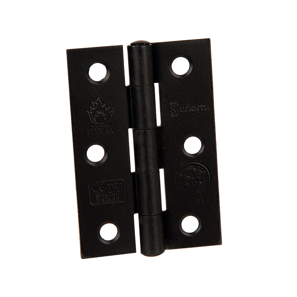 Ce7 Plain Butt Hinges 76mm Matt Black Pair