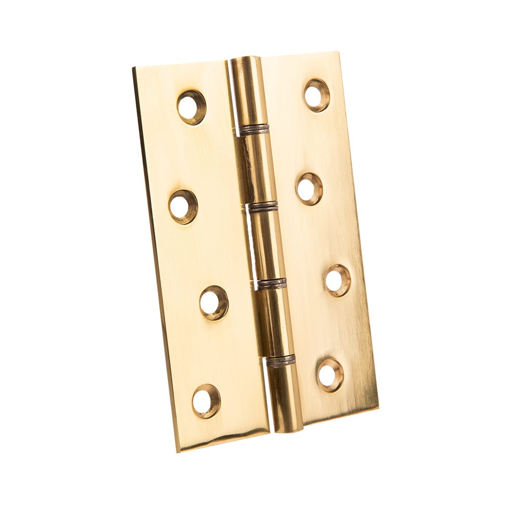 Steel Washered Butt Hinges 100 x 67mm Polished Brass Pack