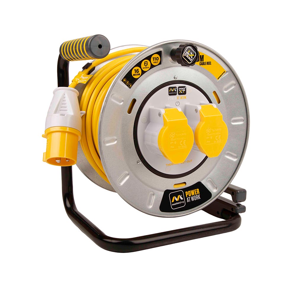 Masterplug ProXT 16A 2 Gang Metal Cable Reel 30m OTMU30162LV-PX