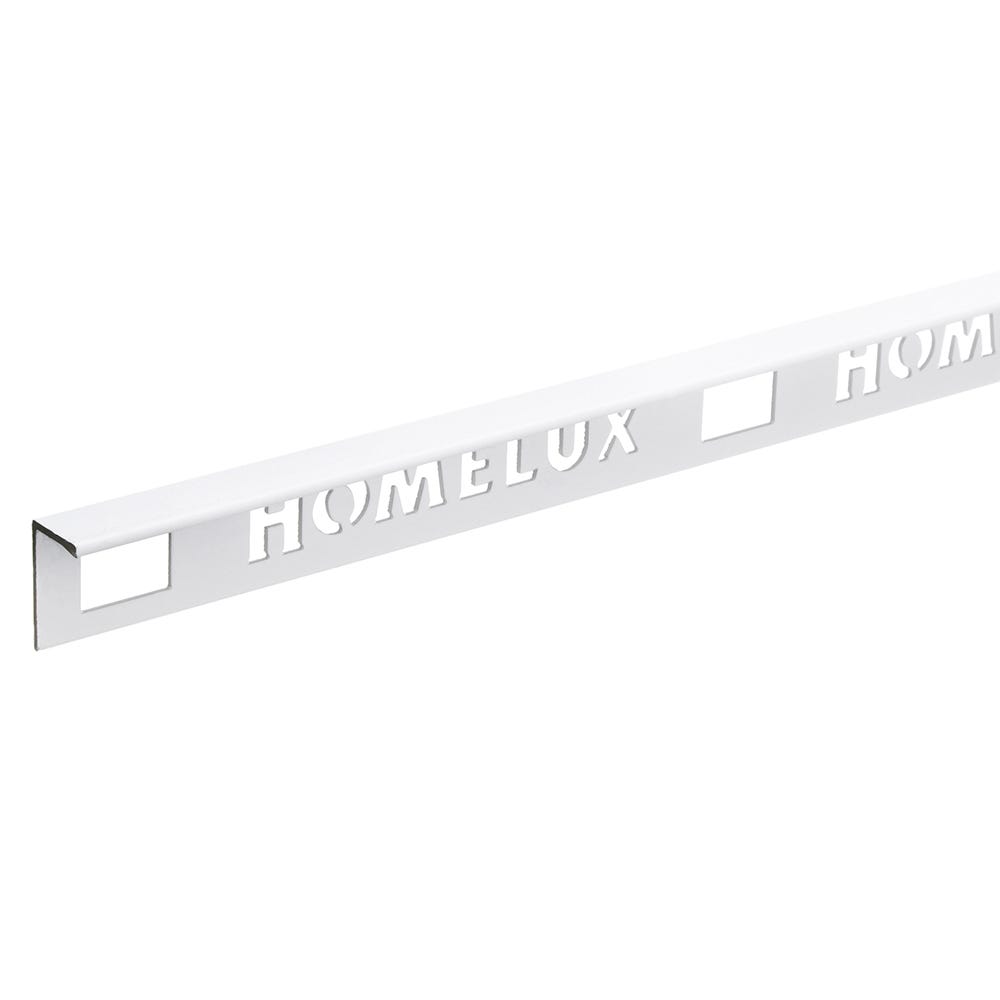 Homelux 10mm Straight Edge White Gloss Metal Tile Trim 2.5m