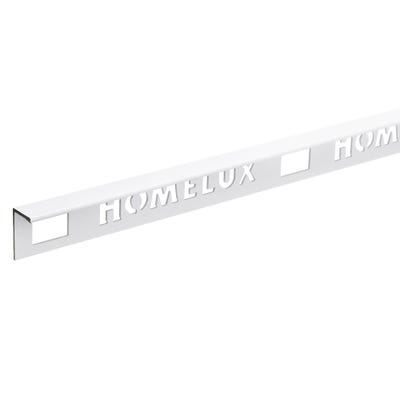 Homelux 10mm Straight Edge White Gloss Metal Tile Trim 2.5m