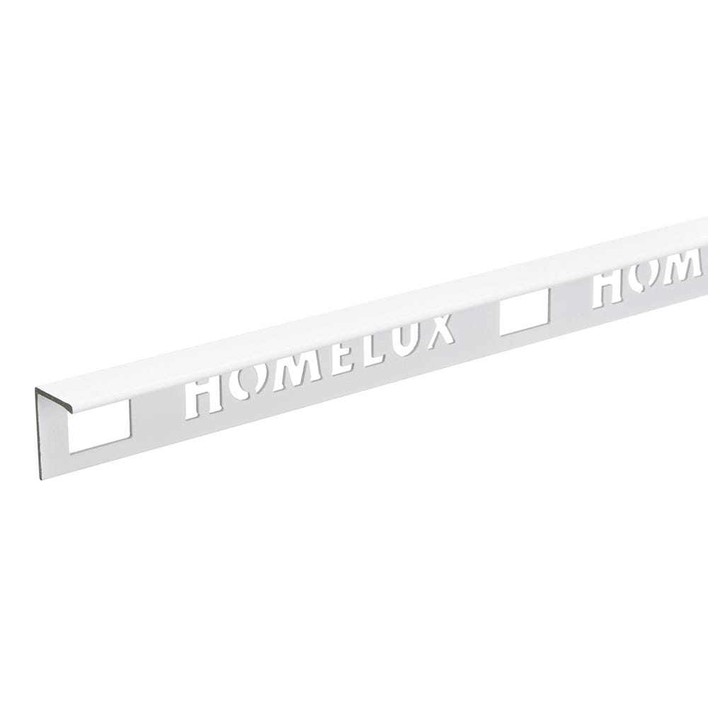 Homelux 12.5mm Straight Edge White Gloss Metal Tile Trim 2.5m