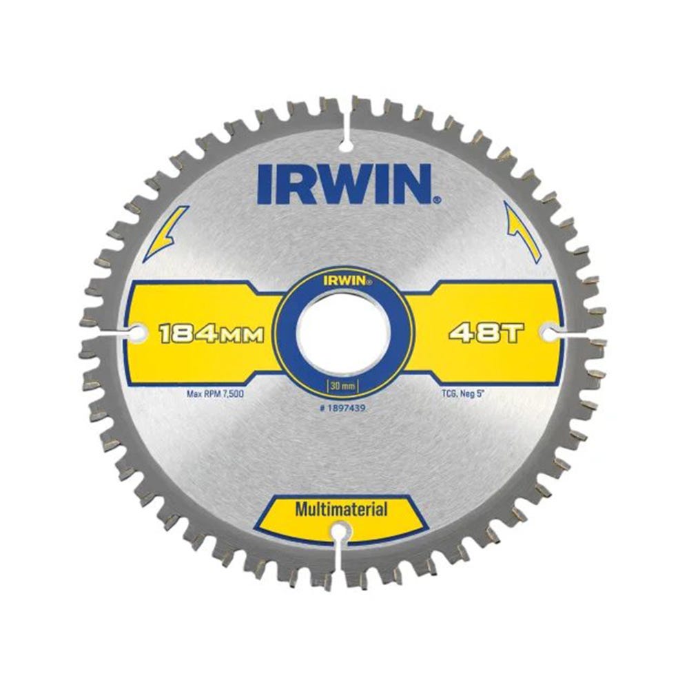 Irwin Multi Material Circular Saw Blade 184 X 30mm X 48T TCG