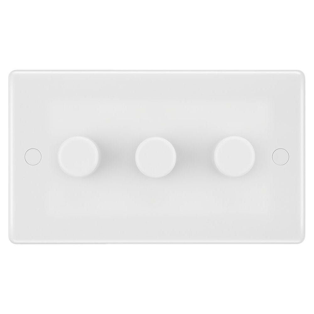 BG 200W 3 Gang 2 Way Push Dimmer Switch White 883