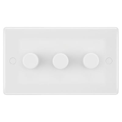 BG 200W 3 Gang 2 Way Push Dimmer Switch White 883