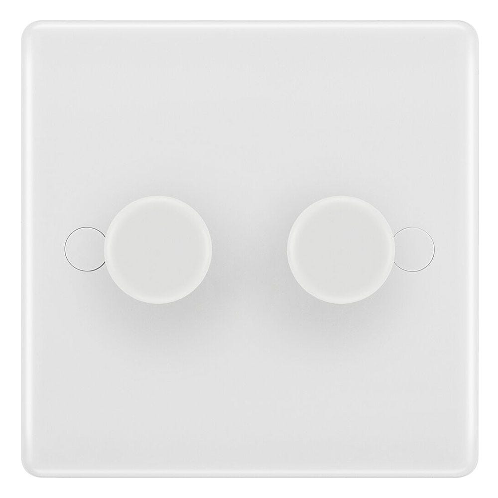 BG 200W 2 Gang 2 Way Push Dimmer Switch White 882