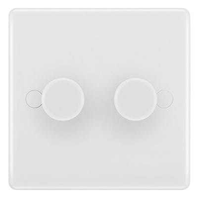 BG 200W 2 Gang 2 Way Push Dimmer Switch White 882