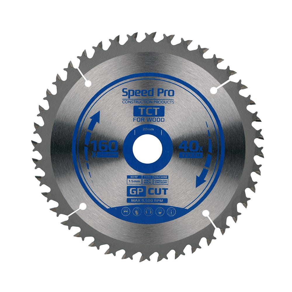 Speed Pro TCT Saw Blade Fine Cut 160mm x 20mm x 1.5mm 40T