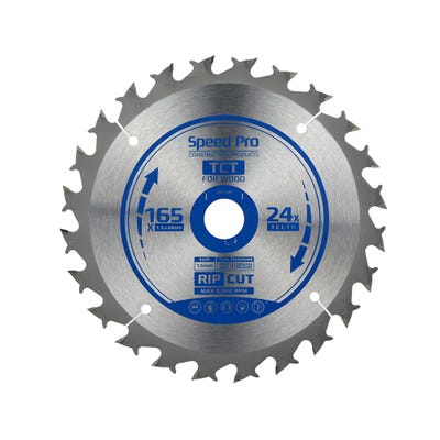 Speed Pro TCT Saw Blade Rip Cut 165mm x 20mm x 1.5mm 24T