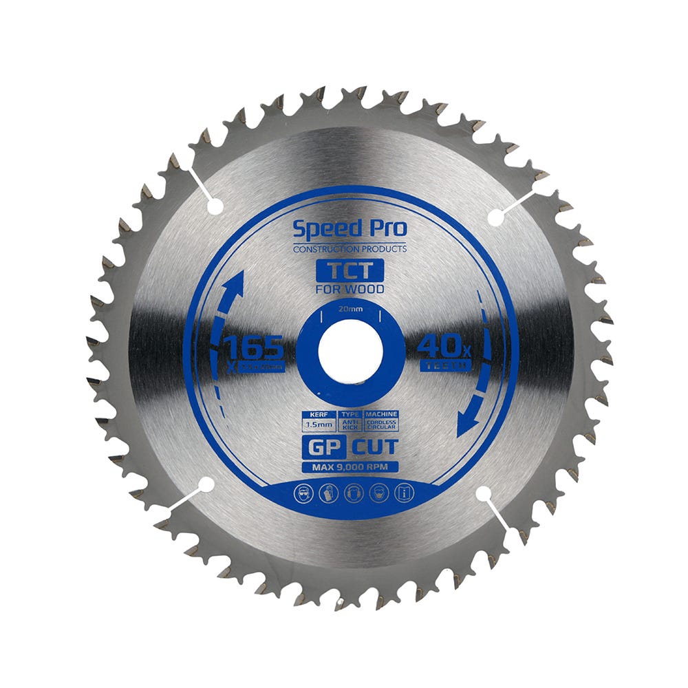 Speed Pro TCT Saw Blade General Purpose 165mm x 20mm x 1.5mm 40T