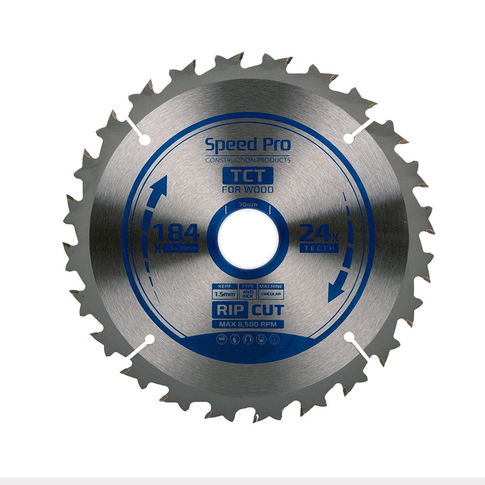 Speed Pro TCT Saw Blade Rip Cut 184mm x 30mm x 1.5mm 24T
