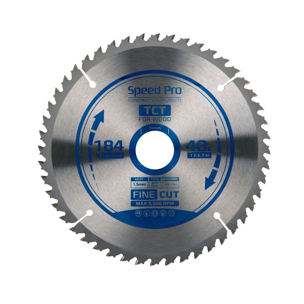 Speed Pro TCT Saw Blade Fine Cut 184mm x 30mm x 1.5mm 48T