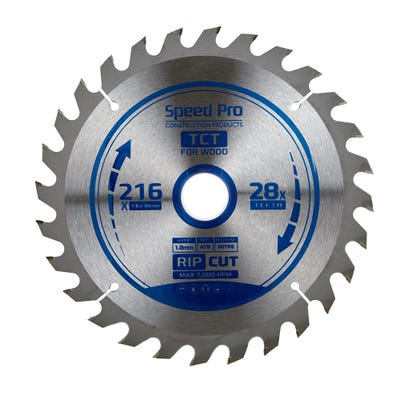 Speed Pro TCT Saw Blade Rip Cut 216mm x 30mm x 1.8mm 28T
