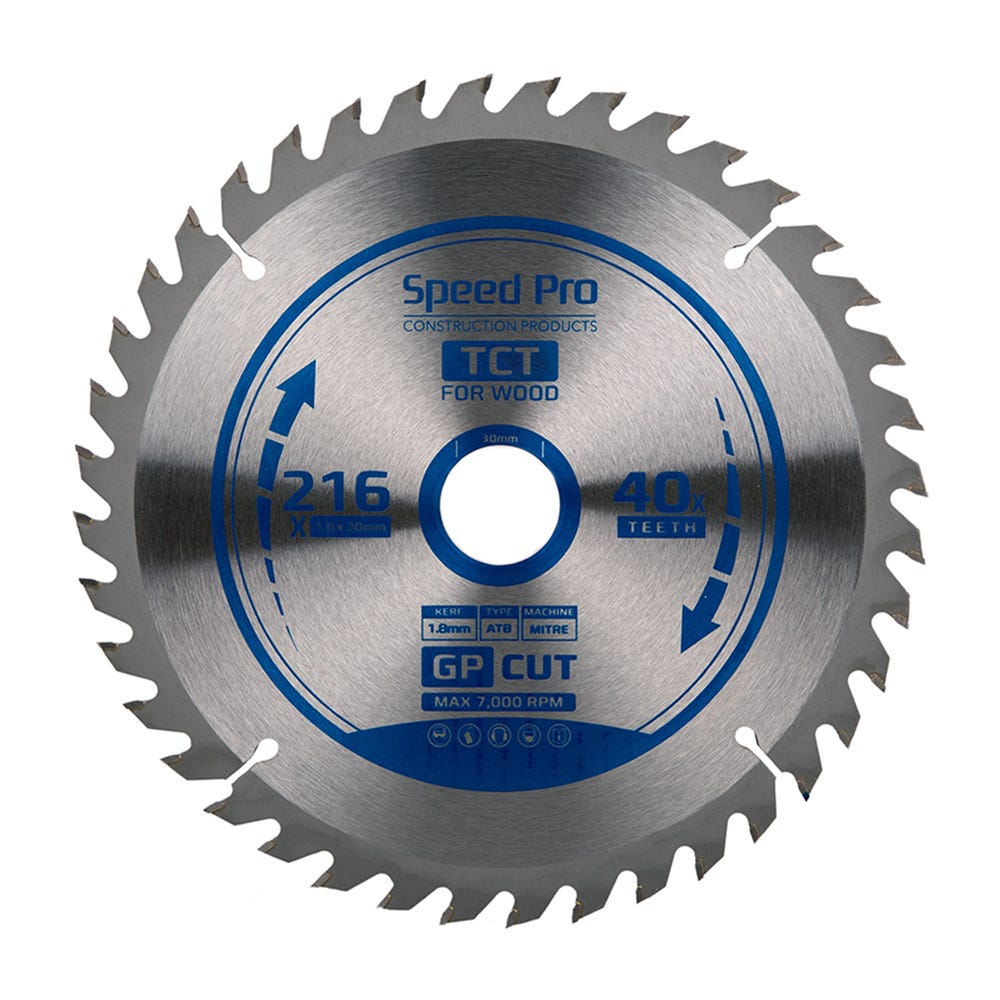 Speed Pro TCT Saw Blade General Purpose Cut 216mm x 30mm x 1.8mm 40T