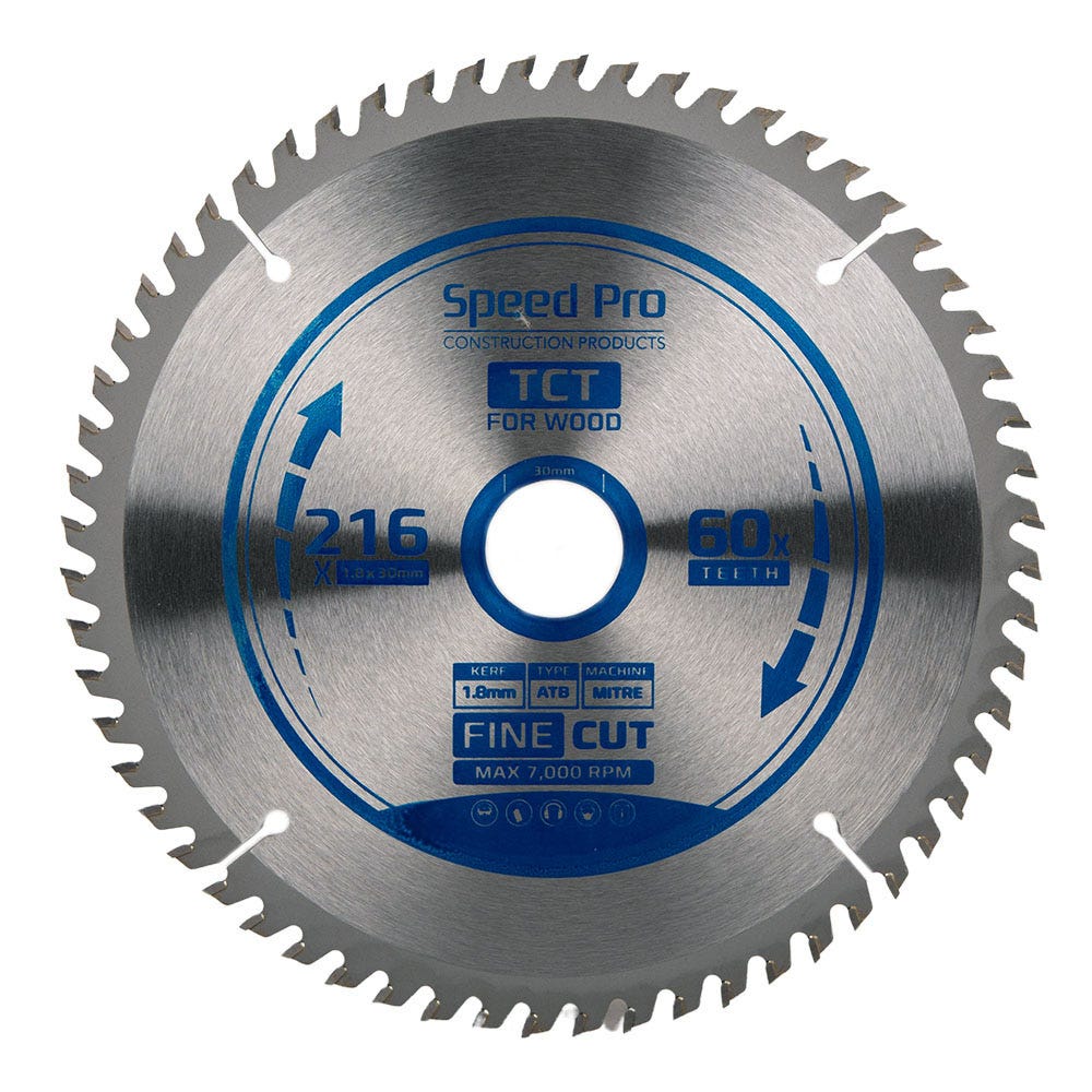 Speed Pro TCT Saw Blade Fine Cut 216mm x 30mm x 1.8mm 60T