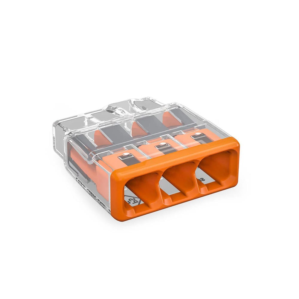 Wago 32A 3 Way Compact Splicing Connector Block Orange 20pk