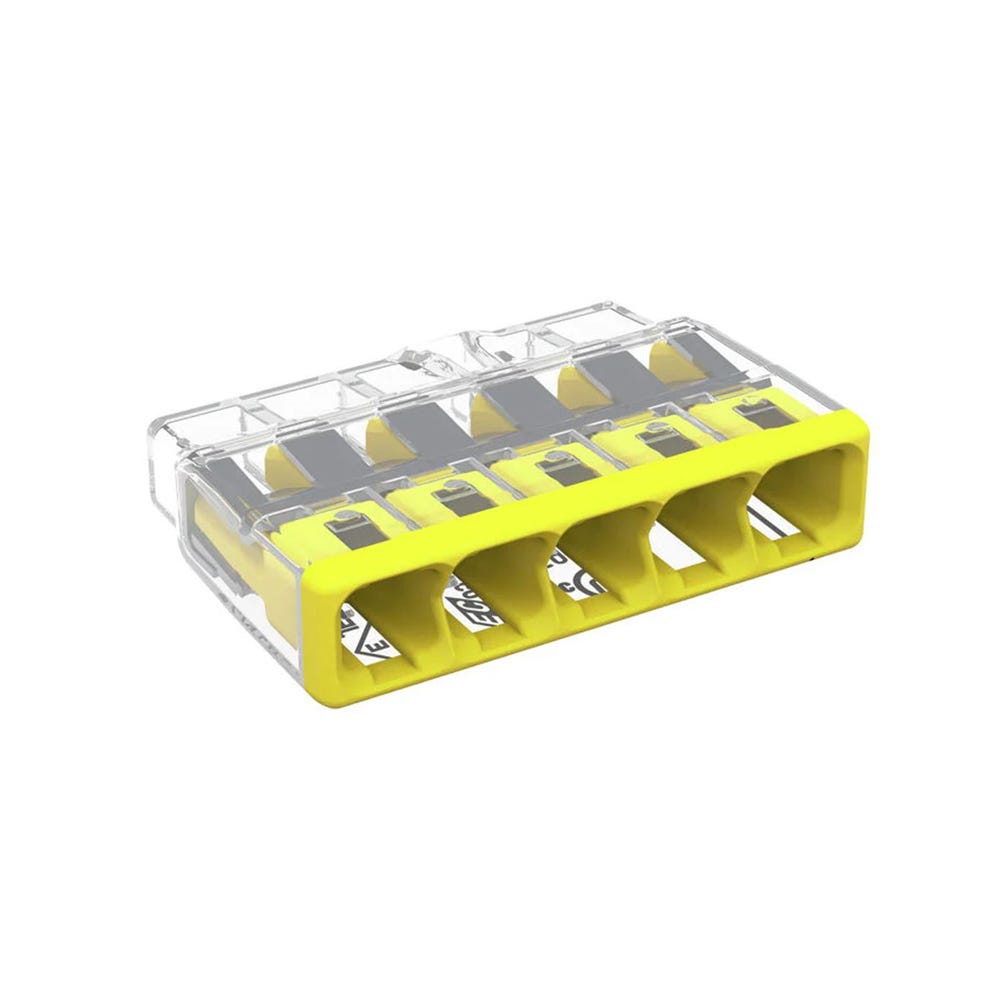 Wago 32A 5 Way Compact Splicing Connector Block Yellow 15pk