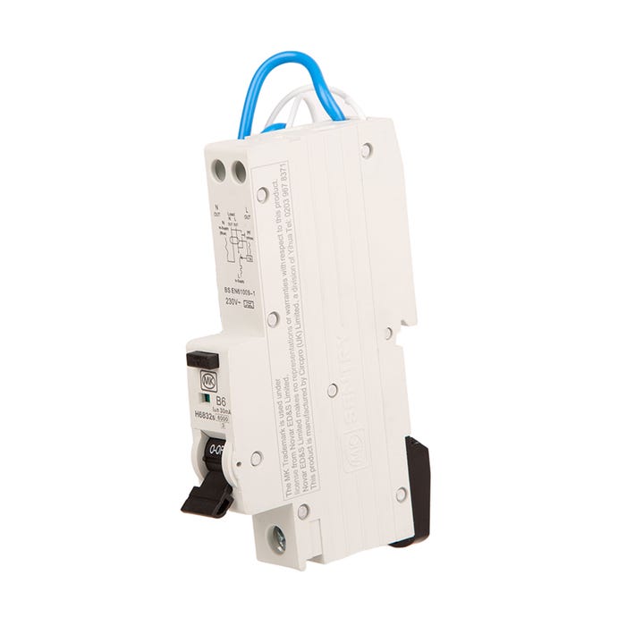 MK RCBO B Curve Single Pole 6A 30mA Type A