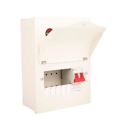 Wylex 5 Way Metal Consumer Unit with 100A Main Switch NM506L