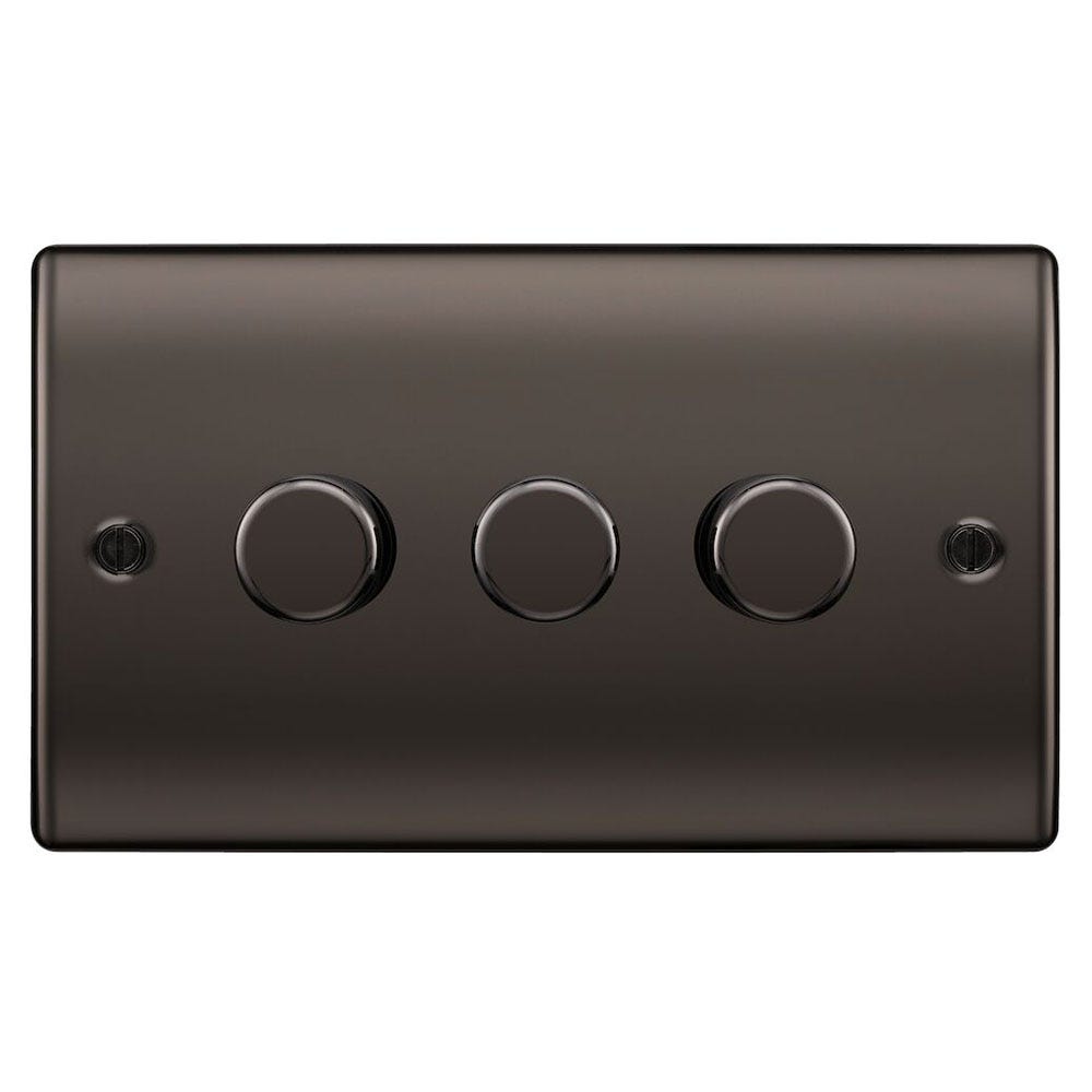 BG 200W 3 Gang 2 Way Push Dimmer Switch Black Nickel NBN83