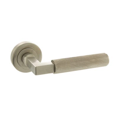 Millhouse Brass Cartwright Designer Lever on Round Rose - Satin Nickel