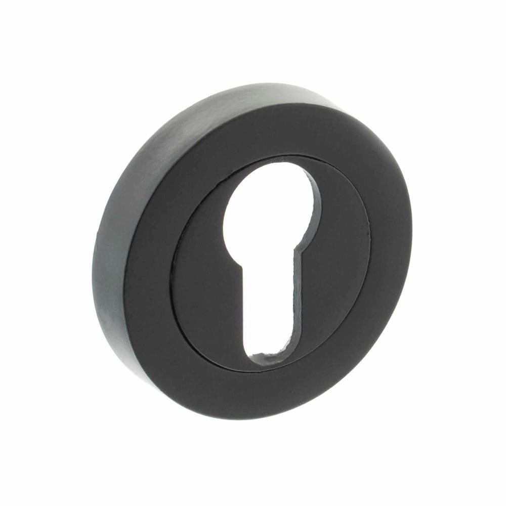 Millhouse Brass Euro Escutcheon on Round Rose - Matt Black