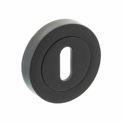 Millhouse Brass Key Escutcheon on Round Rose - Matt Black