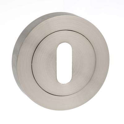 Millhouse Brass Key Escutcheon on Round Rose - Satin Nickel