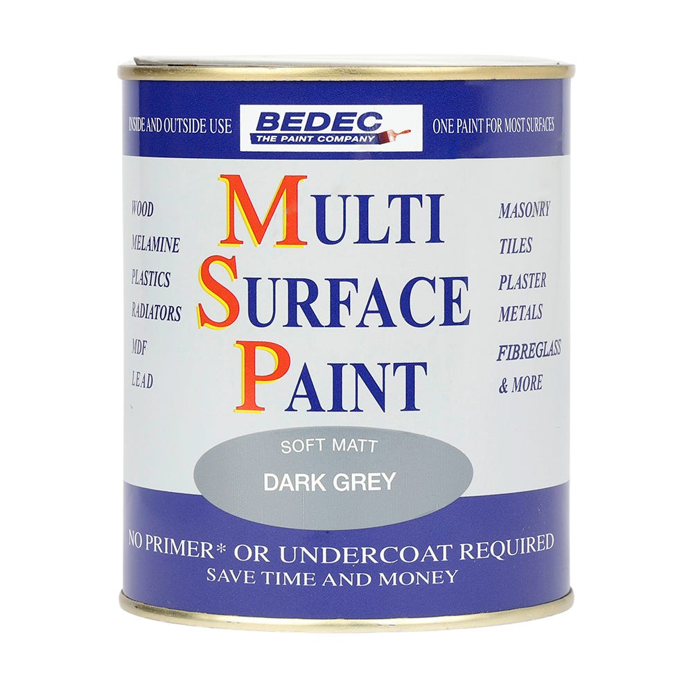 Bedec Multi Surface Paint Matt Dark Grey 750ml