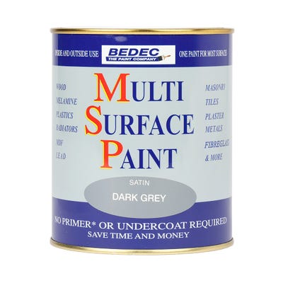 Bedec Multi Surface Paint Satin Dark Grey 750ml