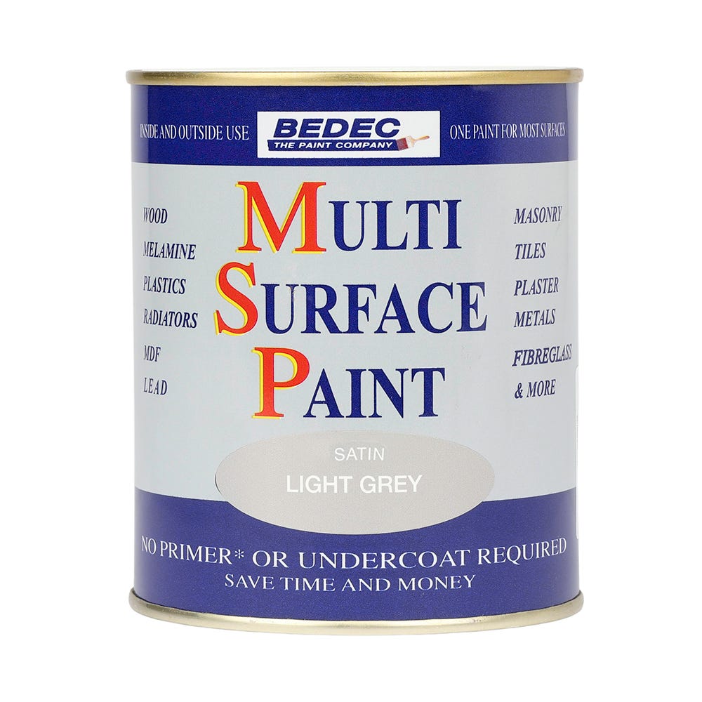 Bedec Multi Surface Paint Satin Light Grey 750ml