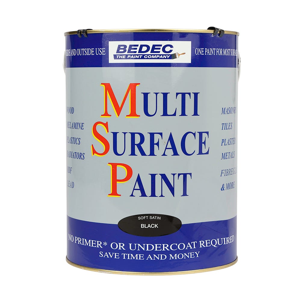 Bedec Multi Surface Paint Satin Black 5L