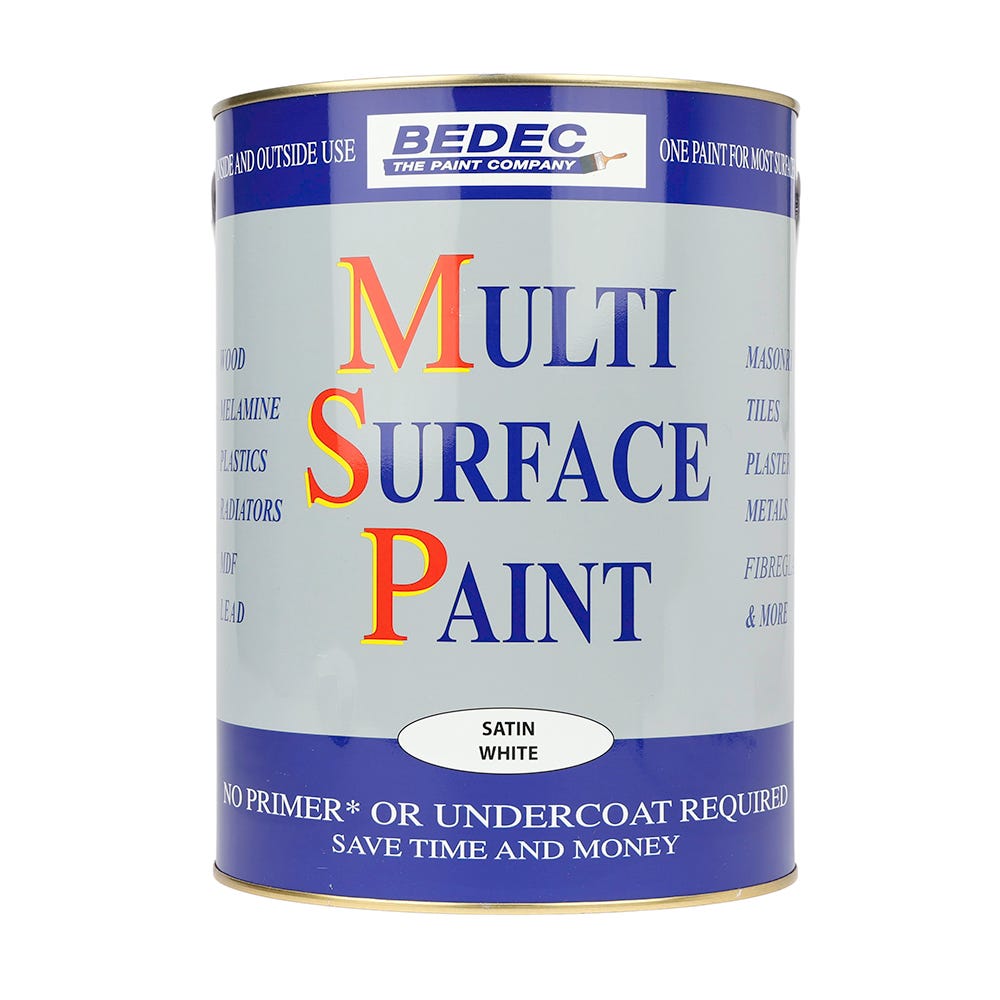 Bedec Multi Surface Paint Satin White 5L