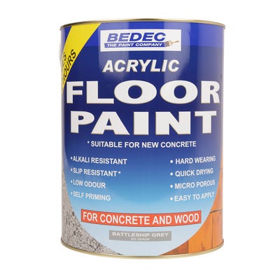 Bedec Acrylic Floor Paint Battleship Grey 5L