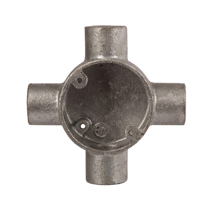 4 Way Conduit Box Galvanised Steel 25mm