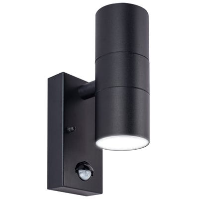 Luceco 35W IP54 GU10 Up & Down Wall Light with PIR Sensor Black