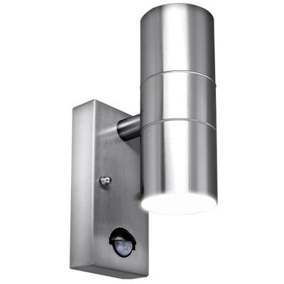 Luceco 35W IP44 GU10 Up & Down PIR Wall Light Stainless Steel