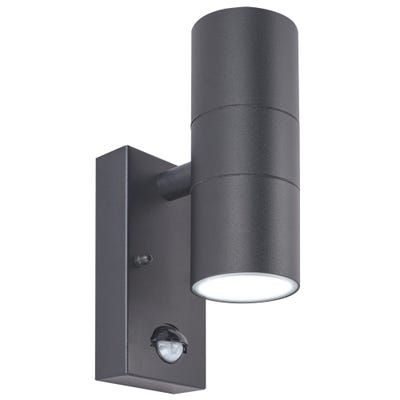 Luceco 35W IP44 GU10 Up & Down PIR Wall Light Slate Grey