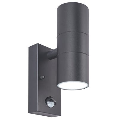 Luceco 35W IP44 GU10 Up & Down Wall Light with PIR Sensor Slate Grey