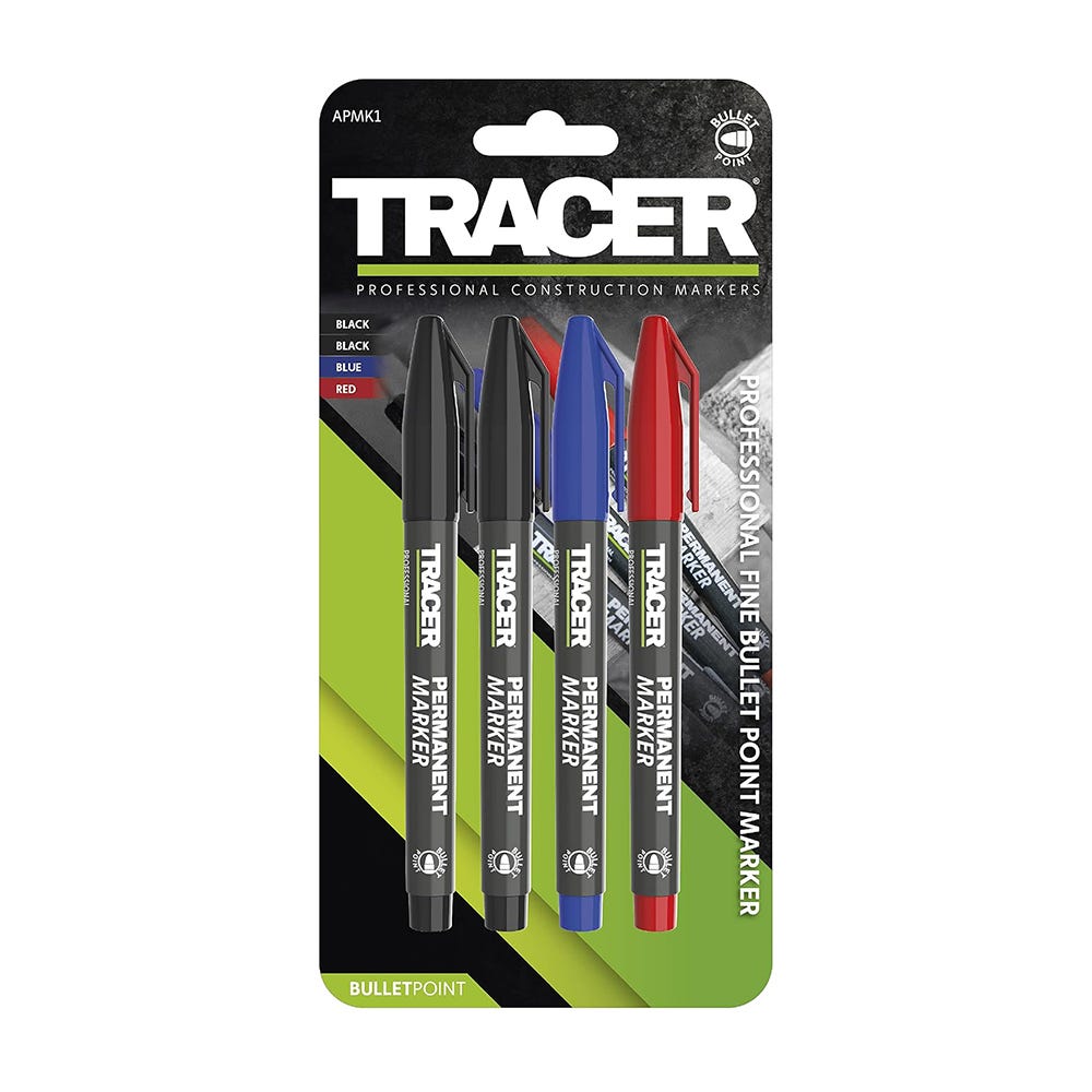 Tracer Assorted Permanent Markers Pack of 4